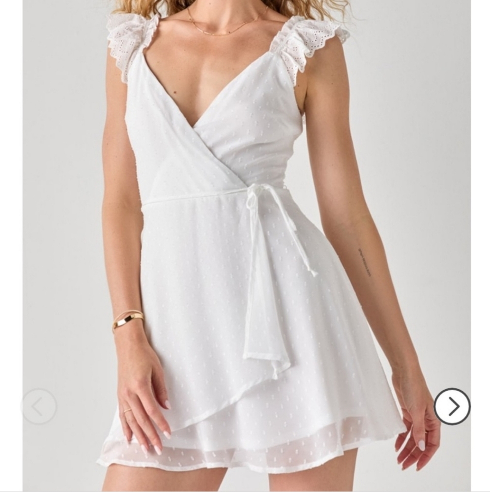 Francesca's Swiss Dot Wrap Dress